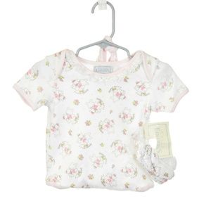 Basic Editions White & Pink Printed Onesie